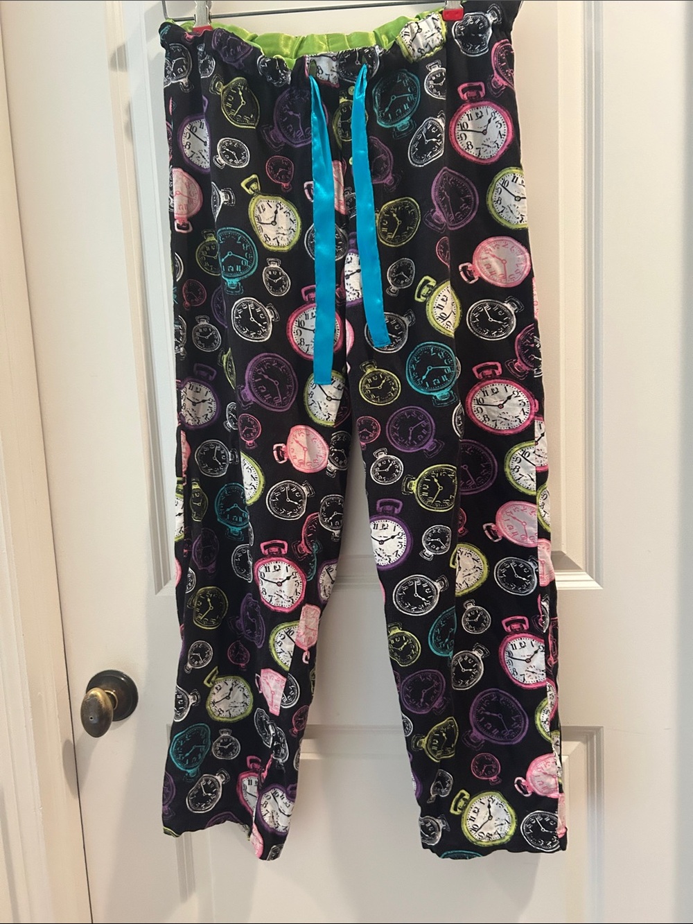 Jenni by Jennifer Moore Black Graphic Pocket Watch Print Pajama Pants size S